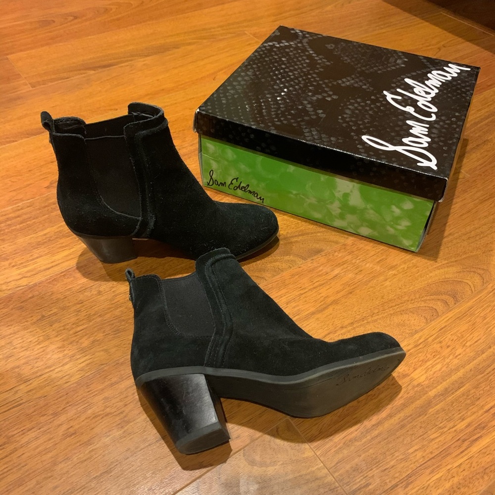 Sam Edelman Layla Black Suede Pull on Bootie